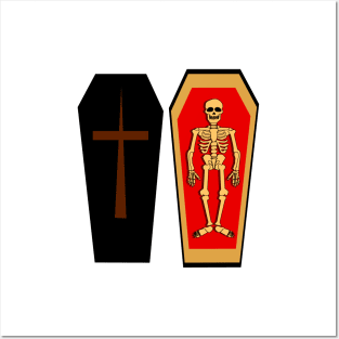 Halloween farce: skeleton in coffin Posters and Art